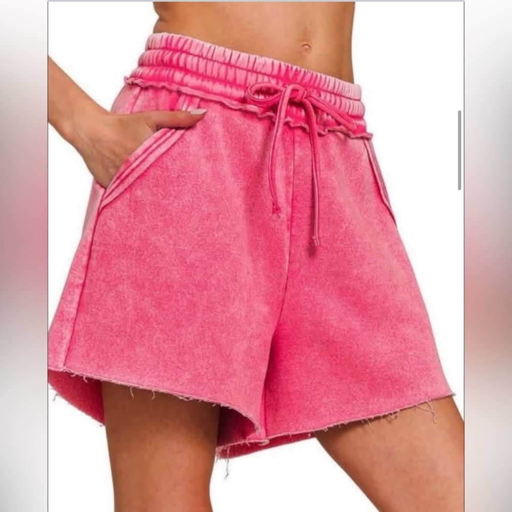 Zenana Fleece Pink Shorts